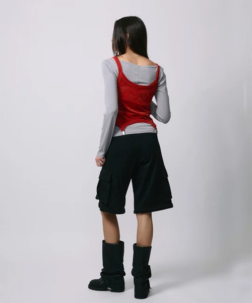 led.tokyo（レッドトウキョウ）の「【led.tokyo】ZIP SWEAT CARGO PANTS/ジップスウェットカーゴパンツ（スウェットパンツ・レディース・グレー/ブラック・1/2）」の6枚目の写真