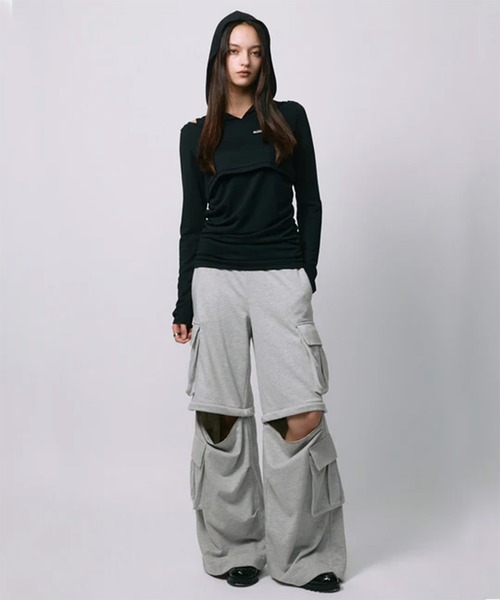 led.tokyo（レッドトウキョウ）の「【led.tokyo】ZIP SWEAT CARGO PANTS/ジップスウェットカーゴパンツ（スウェットパンツ・レディース・グレー/ブラック・1/2）」の18枚目の写真