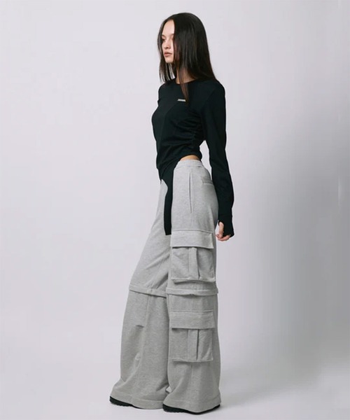 led.tokyo（レッドトウキョウ）の「【led.tokyo】ZIP SWEAT CARGO PANTS/ジップスウェットカーゴパンツ（スウェットパンツ・レディース・グレー/ブラック・1/2）」の19枚目の写真