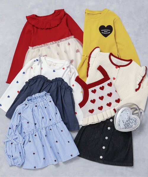 apres les cours（アプレレクール）の「【リンク/ジュニア対応】袖リボンハート・さくらんぼ刺繍チュニック（シャツ/ブラウス・キッズ・アイボリー/サックスブルー・100/90/80/140/130/120/110）」の9枚目の写真