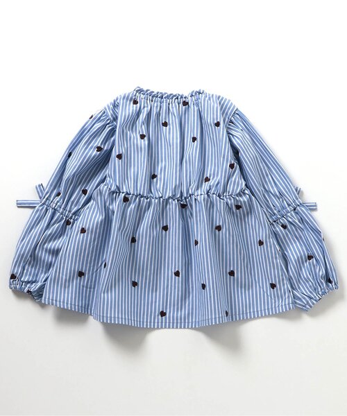 apres les cours（アプレレクール）の「【リンク/ジュニア対応】袖リボンハート・さくらんぼ刺繍チュニック（シャツ/ブラウス・キッズ・アイボリー/サックスブルー・100/90/80/140/130/120/110）」の12枚目の写真