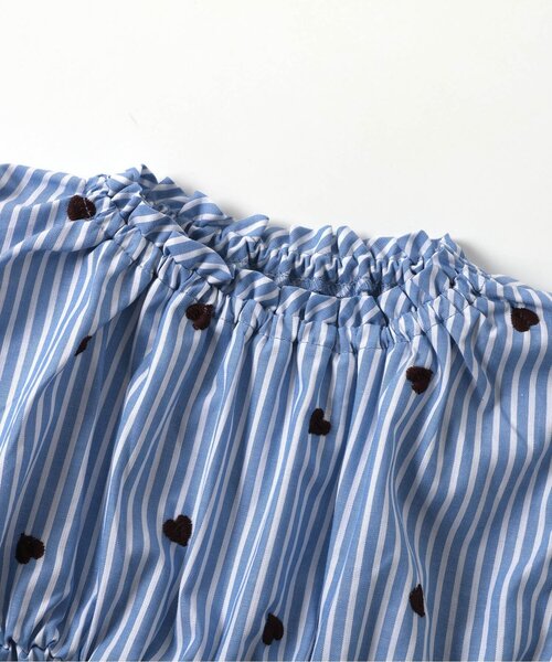 apres les cours（アプレレクール）の「【リンク/ジュニア対応】袖リボンハート・さくらんぼ刺繍チュニック（シャツ/ブラウス・キッズ・アイボリー/サックスブルー・100/90/80/140/130/120/110）」の14枚目の写真