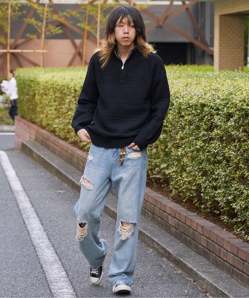 ROOPTOKYO（ループトウキョウ）の「Jacquard Design Half-Zip Knit / ジャガードデザイン ハーフジップニット（ニット/セーター・メンズ・ブラック/ホワイト/チャコール・M/L）」の18枚目の写真