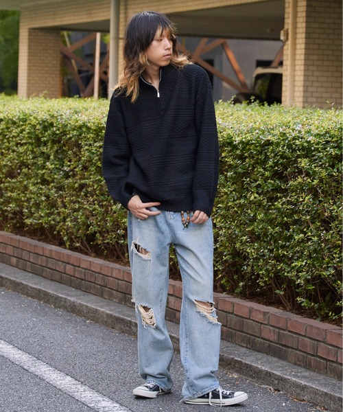 ROOPTOKYO（ループトウキョウ）の「Jacquard Design Half-Zip Knit / ジャガードデザイン ハーフジップニット（ニット/セーター・メンズ・ブラック/ホワイト/チャコール・M/L）」の6枚目の写真