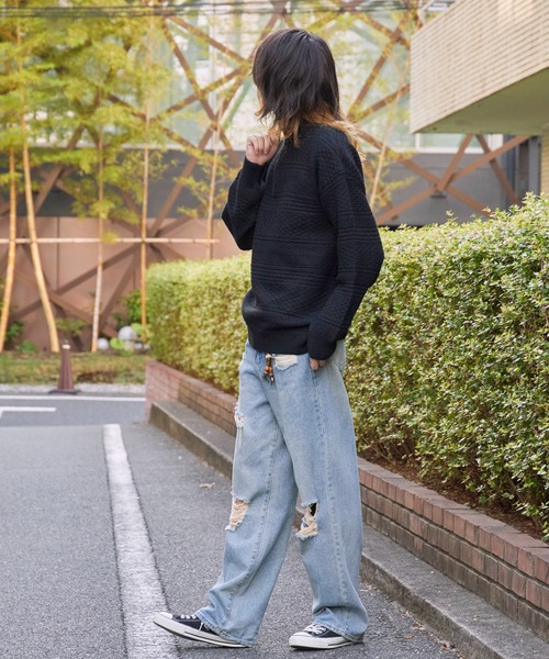 ROOPTOKYO（ループトウキョウ）の「Jacquard Design Half-Zip Knit / ジャガードデザイン ハーフジップニット（ニット/セーター・メンズ・ブラック/ホワイト/チャコール・M/L）」の7枚目の写真