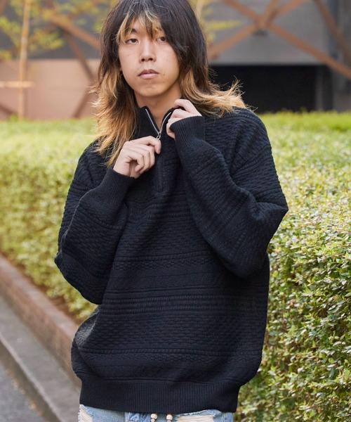 ROOPTOKYO（ループトウキョウ）の「Jacquard Design Half-Zip Knit / ジャガードデザイン ハーフジップニット（ニット/セーター・メンズ・ブラック/ホワイト/チャコール・M/L）」の16枚目の写真