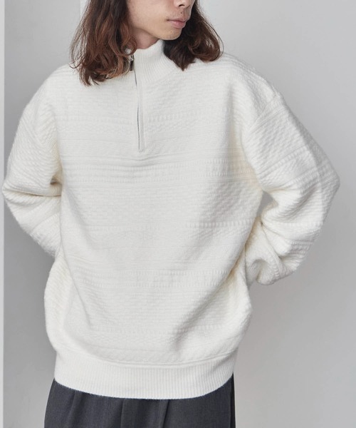 ROOPTOKYO（ループトウキョウ）の「Jacquard Design Half-Zip Knit / ジャガードデザイン ハーフジップニット（ニット/セーター・メンズ・ブラック/ホワイト/チャコール・M/L）」の8枚目の写真