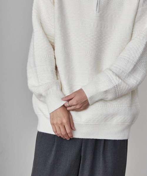 ROOPTOKYO（ループトウキョウ）の「Jacquard Design Half-Zip Knit / ジャガードデザイン ハーフジップニット（ニット/セーター・メンズ・ブラック/ホワイト/チャコール・M/L）」の9枚目の写真