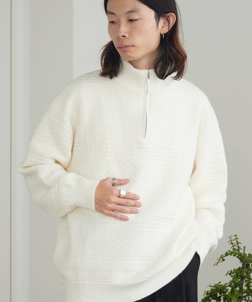 ROOPTOKYO（ループトウキョウ）の「Jacquard Design Half-Zip Knit / ジャガードデザイン ハーフジップニット（ニット/セーター・メンズ・ブラック/ホワイト/チャコール・M/L）」の12枚目の写真