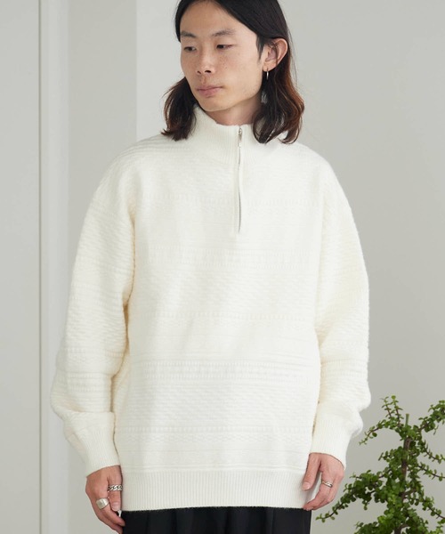 ROOPTOKYO（ループトウキョウ）の「Jacquard Design Half-Zip Knit / ジャガードデザイン ハーフジップニット（ニット/セーター・メンズ・ブラック/ホワイト/チャコール・M/L）」の13枚目の写真