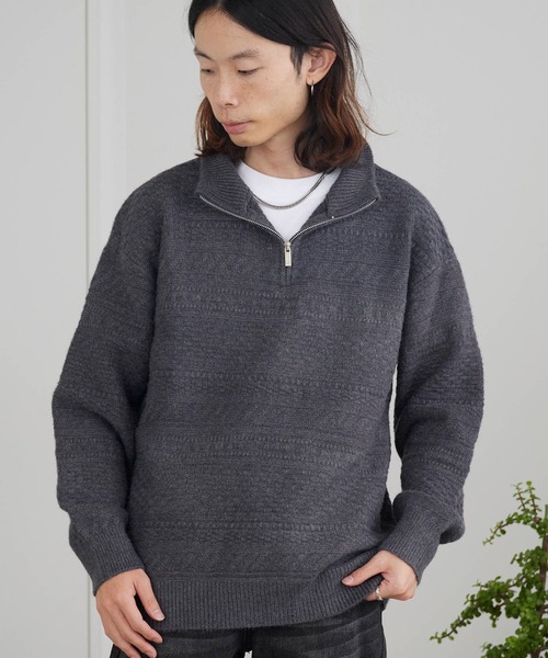 ROOPTOKYO（ループトウキョウ）の「Jacquard Design Half-Zip Knit / ジャガードデザイン ハーフジップニット（ニット/セーター・メンズ・ブラック/ホワイト/チャコール・M/L）」の22枚目の写真