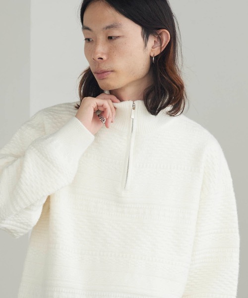 ROOPTOKYO（ループトウキョウ）の「Jacquard Design Half-Zip Knit / ジャガードデザイン ハーフジップニット（ニット/セーター・メンズ・ブラック/ホワイト/チャコール・M/L）」の11枚目の写真