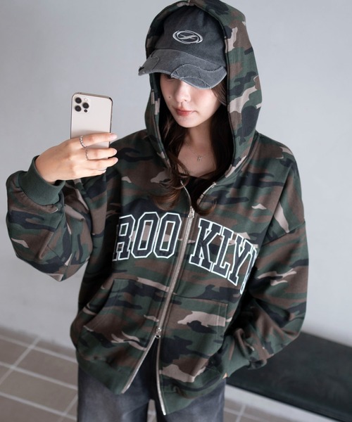 WEGO（ウィゴー）の「WEGO/【26年春 新色登場】グラフィック ダブルZIP BIGパーカー（パーカー・レディース・ブラウン/アッシュグレー/ネイビー/スミクロ/杢グレー/その他1/レッド/グリーン/ワイン/オートミール/ピンク・FREE）」の11枚目の写真