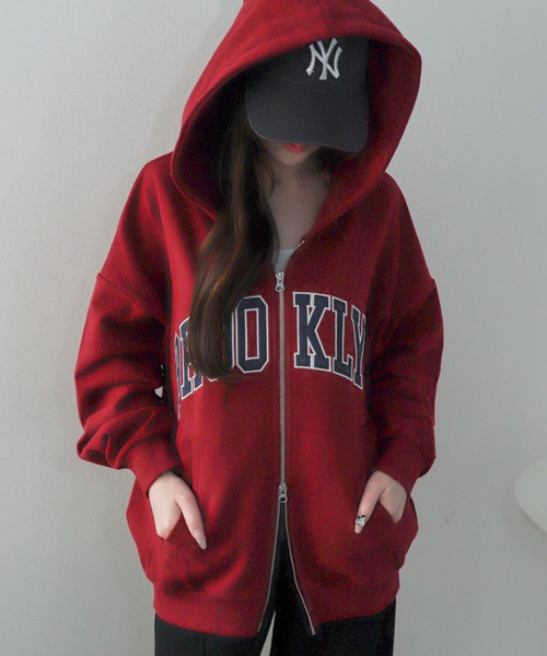 WEGO（ウィゴー）の「WEGO/【26年春 新色登場】グラフィック ダブルZIP BIGパーカー（パーカー・レディース・ブラウン/アッシュグレー/ネイビー/スミクロ/杢グレー/その他1/レッド/グリーン/ワイン/オートミール/ピンク・FREE）」の10枚目の写真