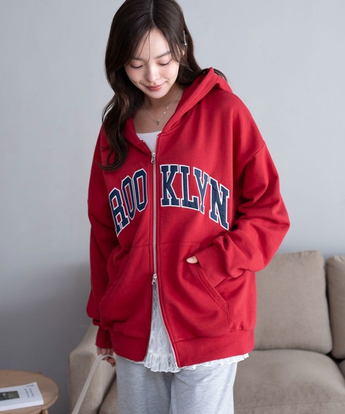 WEGO（ウィゴー）の「WEGO/【26年春 新色登場】グラフィック ダブルZIP BIGパーカー（パーカー・レディース・ブラウン/アッシュグレー/ネイビー/スミクロ/杢グレー/その他1/レッド/グリーン/ワイン/オートミール/ピンク・FREE）」の12枚目の写真