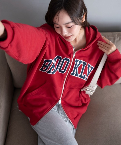 WEGO（ウィゴー）の「WEGO/【26年春 新色登場】グラフィック ダブルZIP BIGパーカー（パーカー・レディース・ブラウン/アッシュグレー/ネイビー/スミクロ/杢グレー/その他1/レッド/グリーン/ワイン/オートミール/ピンク・FREE）」の13枚目の写真