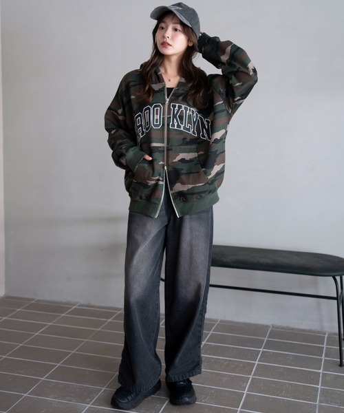 WEGO（ウィゴー）の「WEGO/【26年春 新色登場】グラフィック ダブルZIP BIGパーカー（パーカー・レディース・ブラウン/アッシュグレー/ネイビー/スミクロ/杢グレー/その他1/レッド/グリーン/ワイン/オートミール/ピンク・FREE）」の20枚目の写真