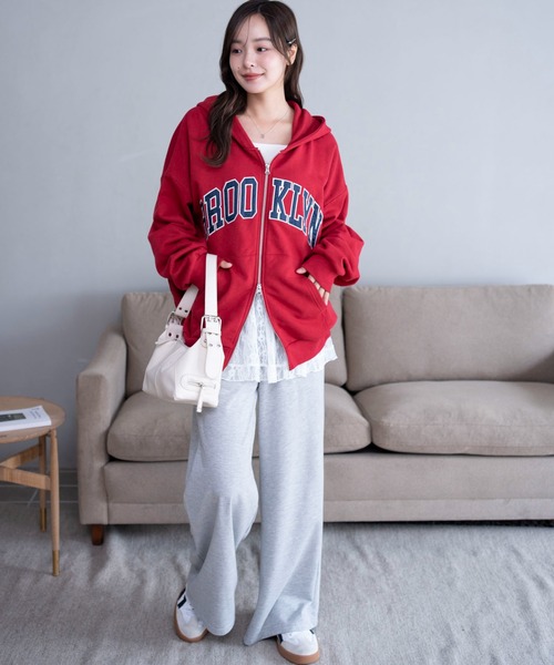 WEGO（ウィゴー）の「WEGO/【26年春 新色登場】グラフィック ダブルZIP BIGパーカー（パーカー・レディース・ブラウン/アッシュグレー/ネイビー/スミクロ/杢グレー/その他1/レッド/グリーン/ワイン/オートミール/ピンク・FREE）」の14枚目の写真