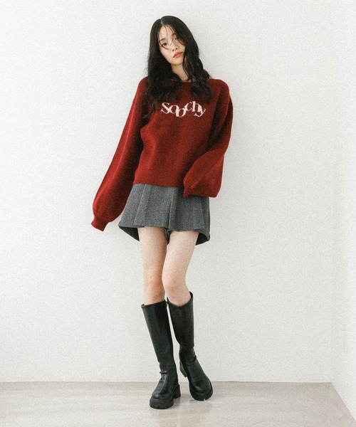 2.美品❗️マークアンドロナ 防風裏地付き 　ニットセーター　46 シャギージャガードロゴニット｜MEN｜251HAC70-216I｜AZUL BY