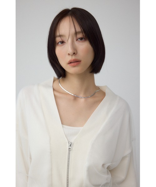 AZUL by moussy（アズールバイマウジー）の「チュールドッキングニットカーディガン（カーディガン/ボレロ・レディース・ブラック/杢グレー/アイボリー・FREE）」の5枚目の写真