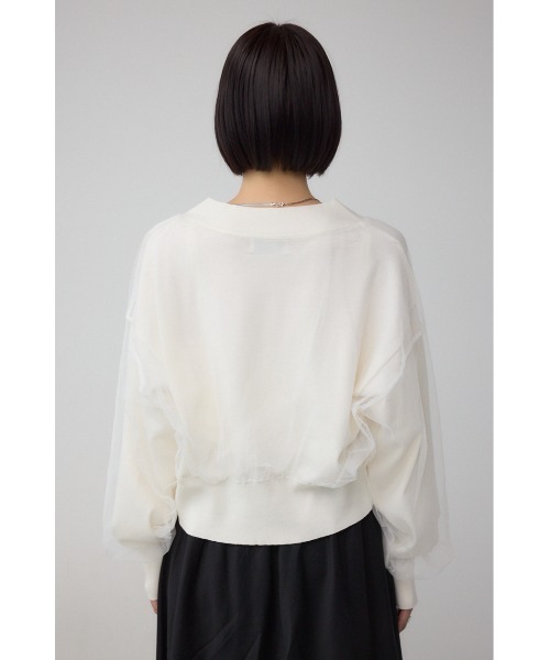 AZUL by moussy（アズールバイマウジー）の「チュールドッキングニットカーディガン（カーディガン/ボレロ・レディース・ブラック/杢グレー/アイボリー・FREE）」の10枚目の写真