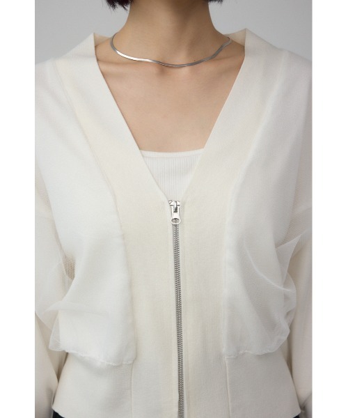 AZUL by moussy（アズールバイマウジー）の「チュールドッキングニットカーディガン（カーディガン/ボレロ・レディース・ブラック/杢グレー/アイボリー・FREE）」の11枚目の写真