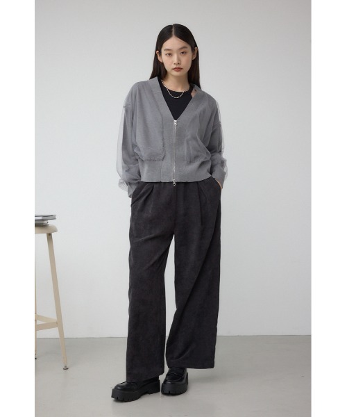 AZUL by moussy（アズールバイマウジー）の「チュールドッキングニットカーディガン（カーディガン/ボレロ・レディース・ブラック/杢グレー/アイボリー・FREE）」の14枚目の写真