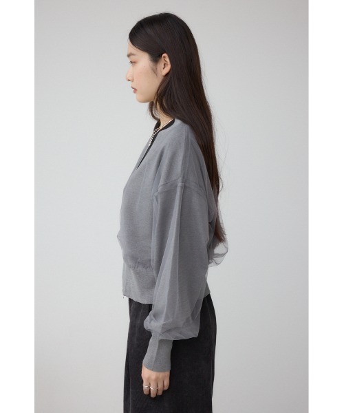 AZUL by moussy（アズールバイマウジー）の「チュールドッキングニットカーディガン（カーディガン/ボレロ・レディース・ブラック/杢グレー/アイボリー・FREE）」の16枚目の写真