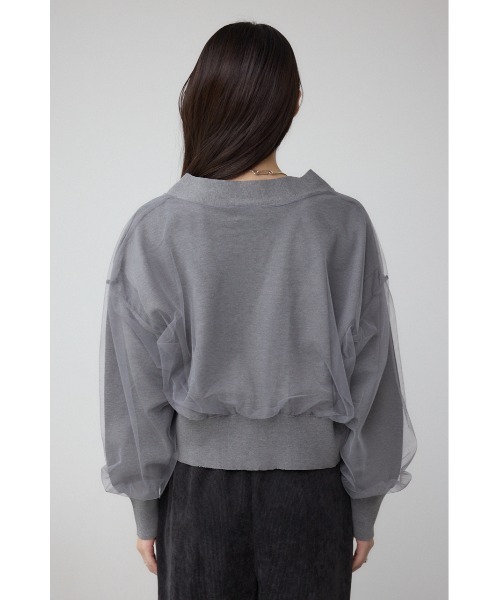 AZUL by moussy（アズールバイマウジー）の「チュールドッキングニットカーディガン（カーディガン/ボレロ・レディース・ブラック/杢グレー/アイボリー・FREE）」の17枚目の写真