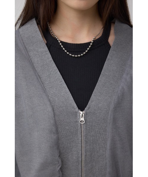 AZUL by moussy（アズールバイマウジー）の「チュールドッキングニットカーディガン（カーディガン/ボレロ・レディース・ブラック/杢グレー/アイボリー・FREE）」の18枚目の写真