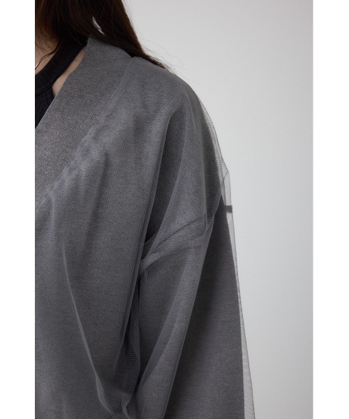 AZUL by moussy（アズールバイマウジー）の「チュールドッキングニットカーディガン（カーディガン/ボレロ・レディース・ブラック/杢グレー/アイボリー・FREE）」の19枚目の写真