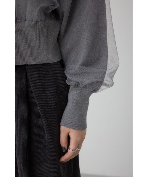 AZUL by moussy（アズールバイマウジー）の「チュールドッキングニットカーディガン（カーディガン/ボレロ・レディース・ブラック/杢グレー/アイボリー・FREE）」の20枚目の写真