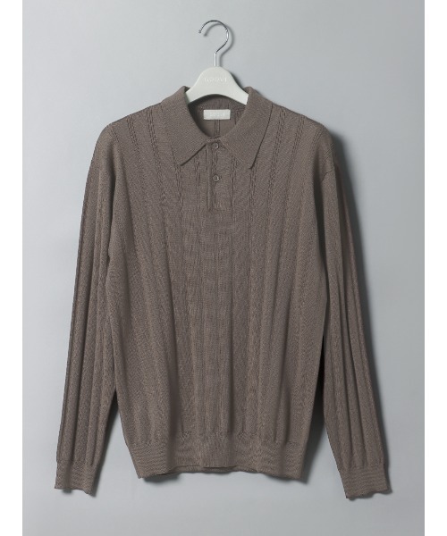 SUIT SQUARE（スーツスクエア）の「GOOVI ポロニット 長袖 ウォッシャブル アセテートウール（ニット/セーター・メンズ・ブラウン系/グレー系/ブルー系・1/2/3）」の2枚目の写真