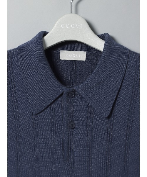 SUIT SQUARE（スーツスクエア）の「GOOVI ポロニット 長袖 ウォッシャブル アセテートウール（ニット/セーター・メンズ・ブラウン系/グレー系/ブルー系・1/2/3）」の8枚目の写真