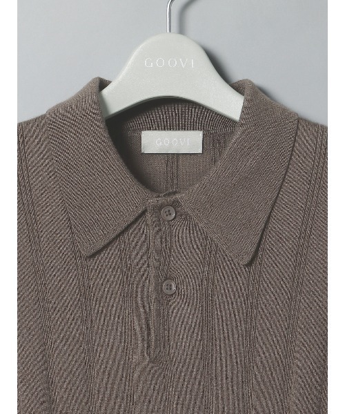 SUIT SQUARE（スーツスクエア）の「GOOVI ポロニット 長袖 ウォッシャブル アセテートウール（ニット/セーター・メンズ・ブラウン系/グレー系/ブルー系・1/2/3）」の22枚目の写真