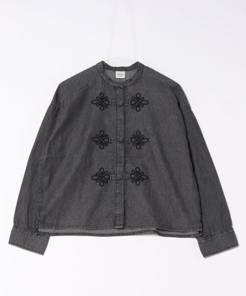 SOMETHING（サムシング）の「SOMETHING刺繍チャイナデニムシャツ（シャツ/ブラウス・レディース・ブラック系その他/ブルー・FREE）」の9枚目の写真