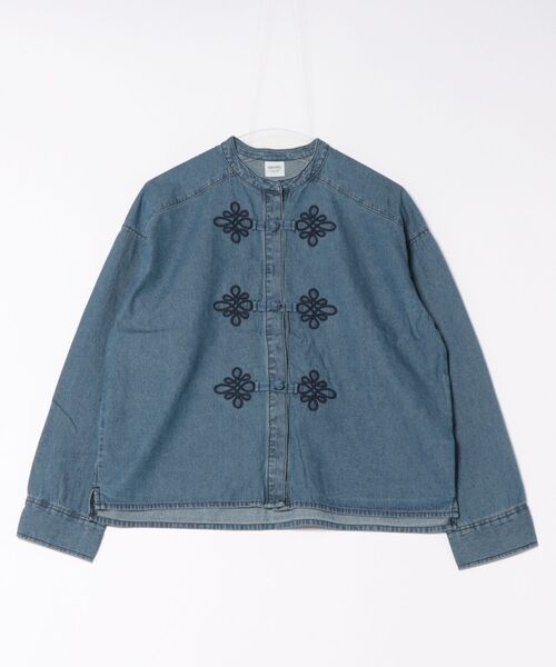 SOMETHING（サムシング）の「SOMETHING刺繍チャイナデニムシャツ（シャツ/ブラウス・レディース・ブラック系その他/ブルー・FREE）」の10枚目の写真