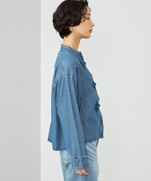 SOMETHING（サムシング）の「SOMETHING刺繍チャイナデニムシャツ（シャツ/ブラウス・レディース・ブラック系その他/ブルー・FREE）」の21枚目の写真