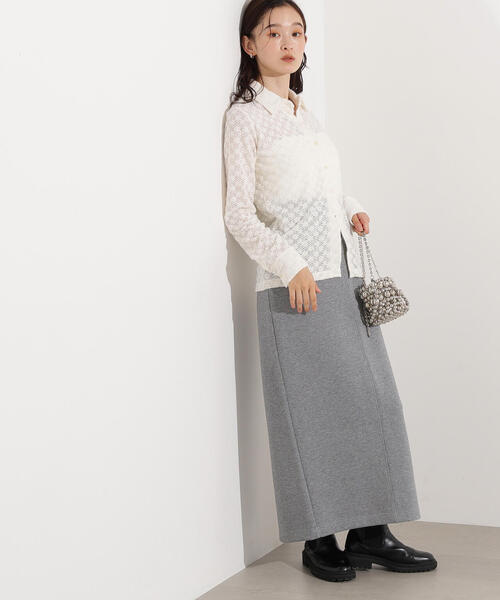 N.(N. Natural Beauty Basic)(エヌエヌナチュラルビューティーベーシック)の「起毛レースシャツ(シャツ/ブラウス・レディース・オフホワイト/ライトグリーン/レッド・MEDIUM)」の4枚目の写真