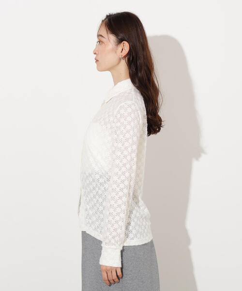 N.(N. Natural Beauty Basic)(エヌエヌナチュラルビューティーベーシック)の「起毛レースシャツ(シャツ/ブラウス・レディース・オフホワイト/ライトグリーン/レッド・MEDIUM)」の6枚目の写真