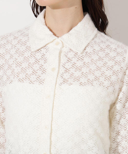 N.(N. Natural Beauty Basic)(エヌエヌナチュラルビューティーベーシック)の「起毛レースシャツ(シャツ/ブラウス・レディース・オフホワイト/ライトグリーン/レッド・MEDIUM)」の8枚目の写真