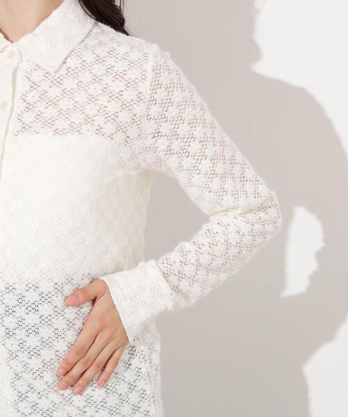 N.(N. Natural Beauty Basic)(エヌエヌナチュラルビューティーベーシック)の「起毛レースシャツ(シャツ/ブラウス・レディース・オフホワイト/ライトグリーン/レッド・MEDIUM)」の9枚目の写真