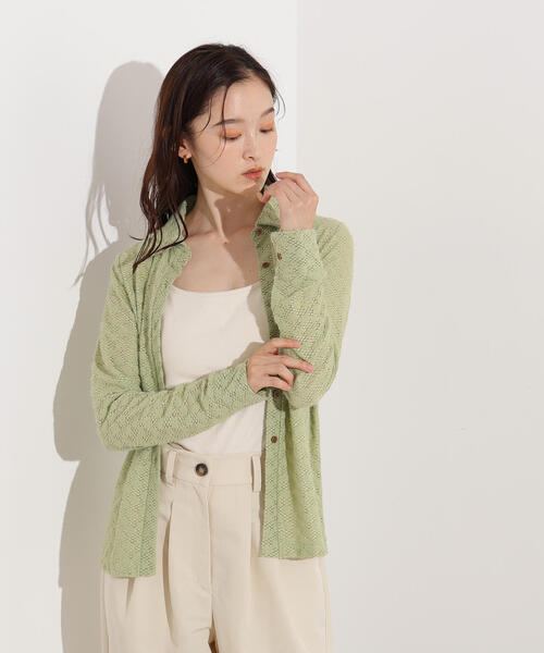 N.(N. Natural Beauty Basic)(エヌエヌナチュラルビューティーベーシック)の「起毛レースシャツ(シャツ/ブラウス・レディース・オフホワイト/ライトグリーン/レッド・MEDIUM)」の12枚目の写真