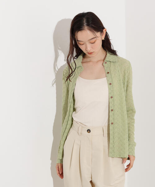 N.(N. Natural Beauty Basic)(エヌエヌナチュラルビューティーベーシック)の「起毛レースシャツ(シャツ/ブラウス・レディース・オフホワイト/ライトグリーン/レッド・MEDIUM)」の14枚目の写真