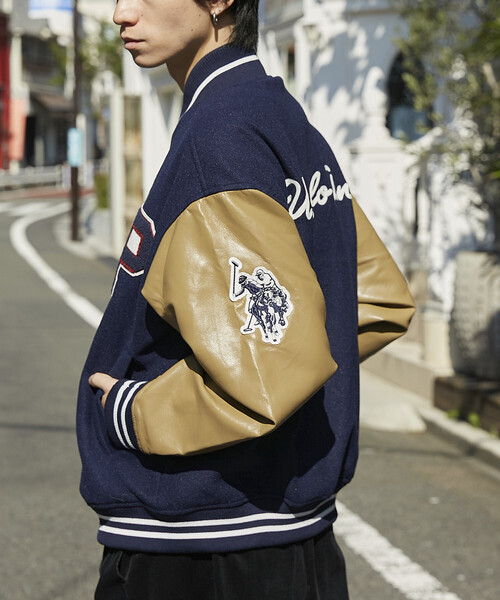 U.S. POLO ASSN.(ユーエスポロアッスン)の「U.S. POLO ASSN./ユーエスポロアッスン 別注 FAKE LEATHER STADIUM JACKET/メルトンフェイクレザースタジャン(限定展開)(ブルゾン・メンズ・ネイビー/ブラック・SMALL/LARGE/MEDIUM)」の17枚目の写真