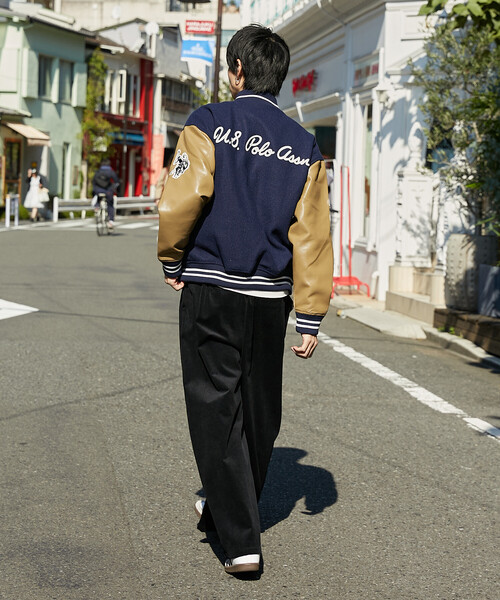 U.S. POLO ASSN.(ユーエスポロアッスン)の「U.S. POLO ASSN./ユーエスポロアッスン 別注 FAKE LEATHER STADIUM JACKET/メルトンフェイクレザースタジャン(限定展開)(ブルゾン・メンズ・ネイビー/ブラック・SMALL/LARGE/MEDIUM)」の19枚目の写真