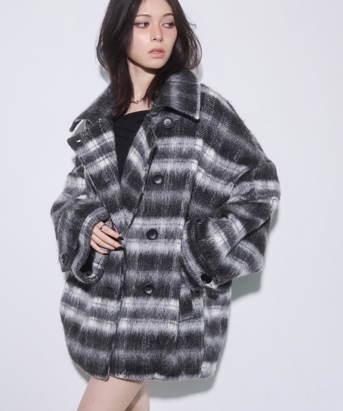 ENVYM(アンビー)の「スタンドカラーコクーンコート(その他アウター・レディース・ブラウン/ブラック・FREE)」の1枚目の写真