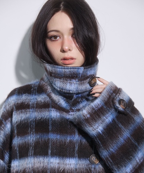 ENVYM(アンビー)の「スタンドカラーコクーンコート(その他アウター・レディース・ブラウン/ブラック・FREE)」の7枚目の写真