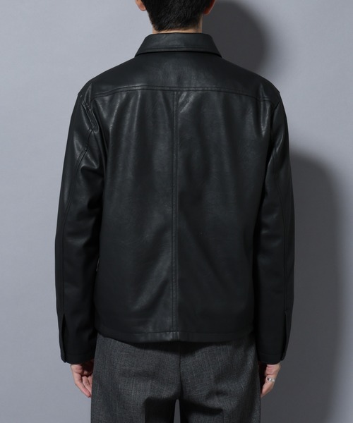 ヴィンテージライクフェイクレザー スポーツジャケット（ブルゾン