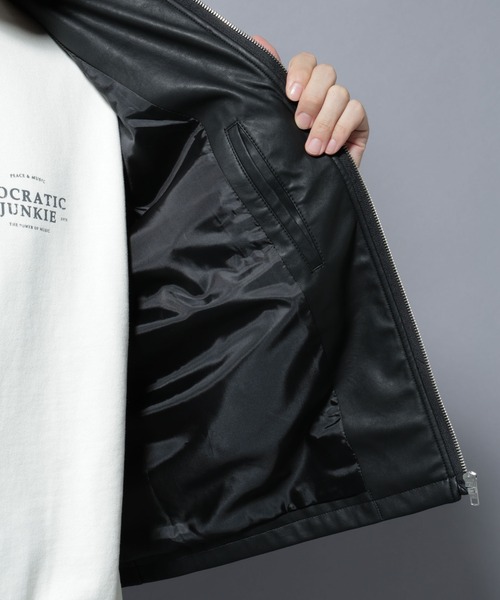 ヴィンテージライクフェイクレザー スポーツジャケット（ブルゾン